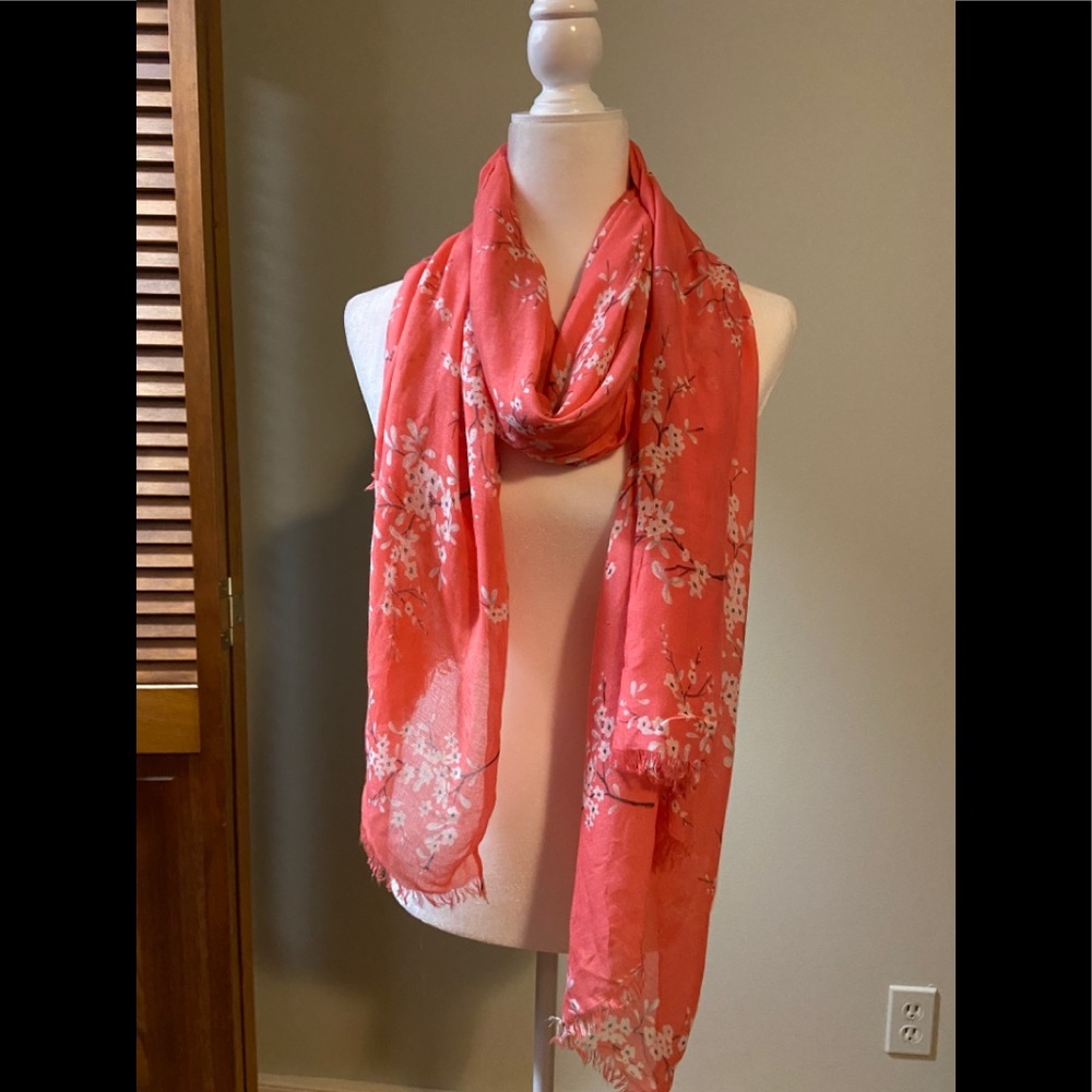 Peachy-pink Floral Scarf